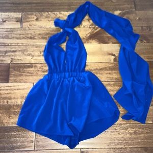 Luxxel Royal Blue Halter Jumpsuit